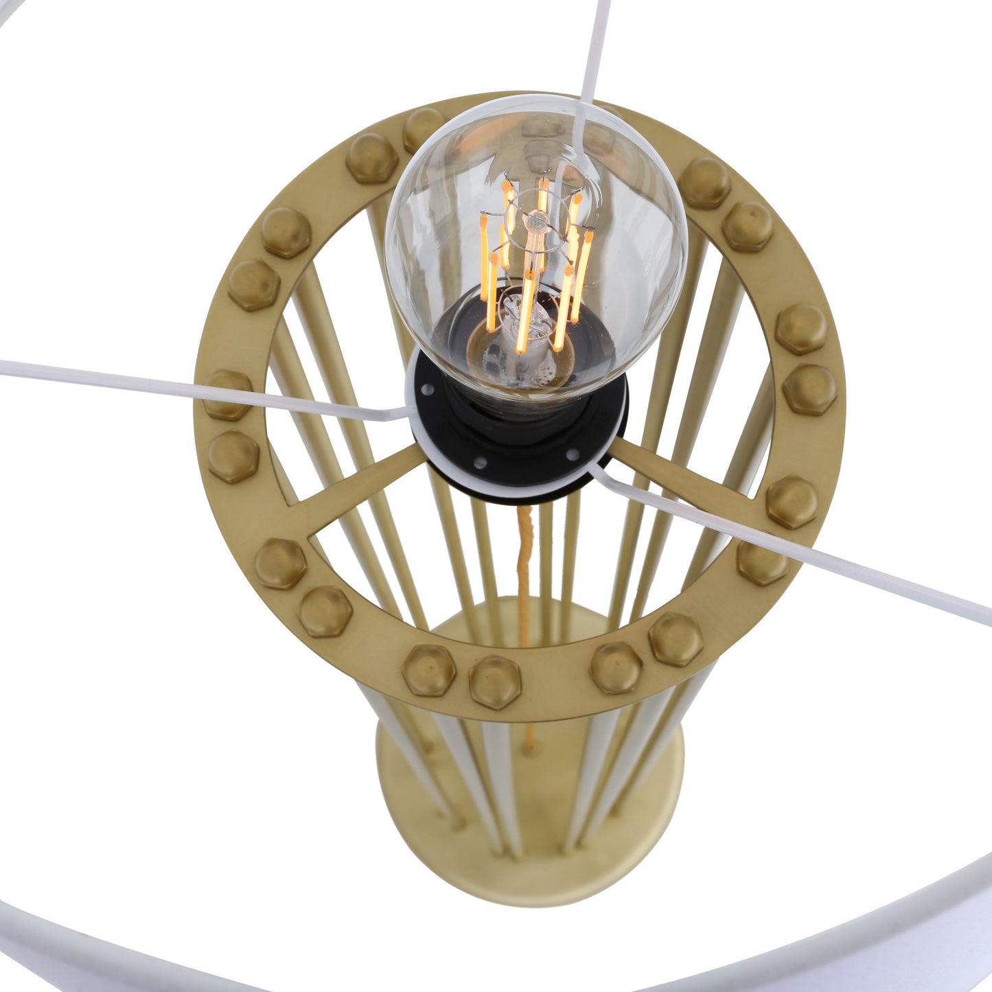 Lampadaire contemporain Banjul en laiton avec abat-jour en tissu