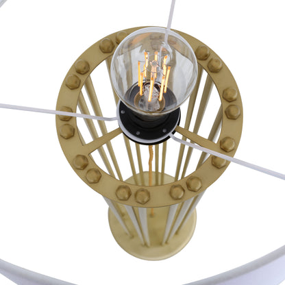 Lampadaire contemporain Banjul en laiton avec abat-jour en tissu