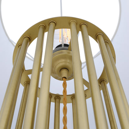 Lampadaire contemporain Banjul en laiton avec abat-jour en tissu