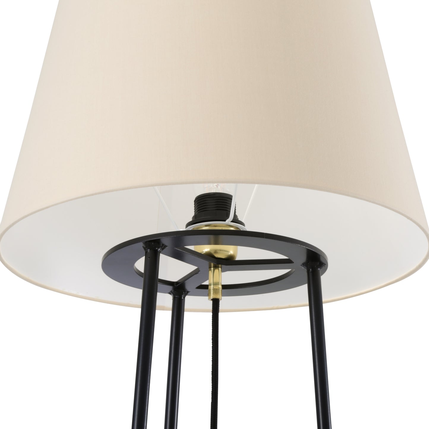Lampadaire à trois pieds Borris avec abat-jour en tissu