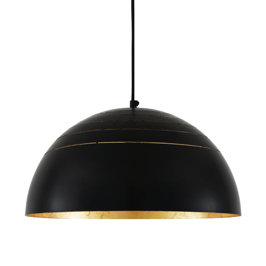 Suspension Midas à dôme noir et feuilles d'or