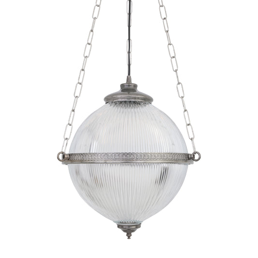 Lampe à suspension en verre holophane victorienne Blaenau
