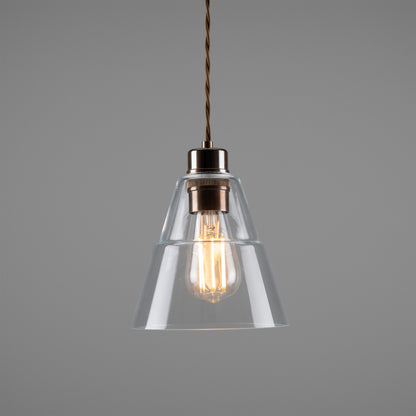 Suspension conique en verre transparent Lyx
