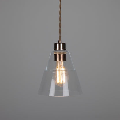 Suspension conique en verre transparent Lyx