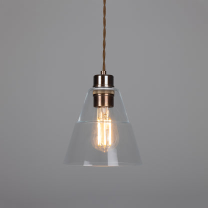 Suspension conique en verre transparent Lyx