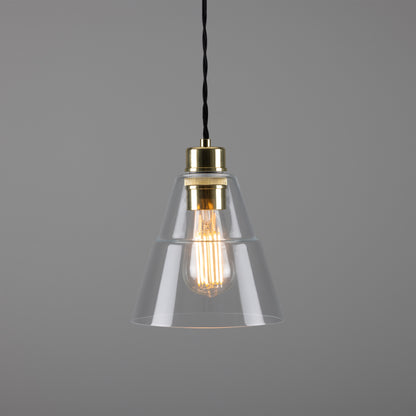 Suspension conique en verre transparent Lyx