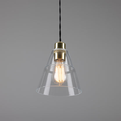 Suspension conique en verre transparent Lyx