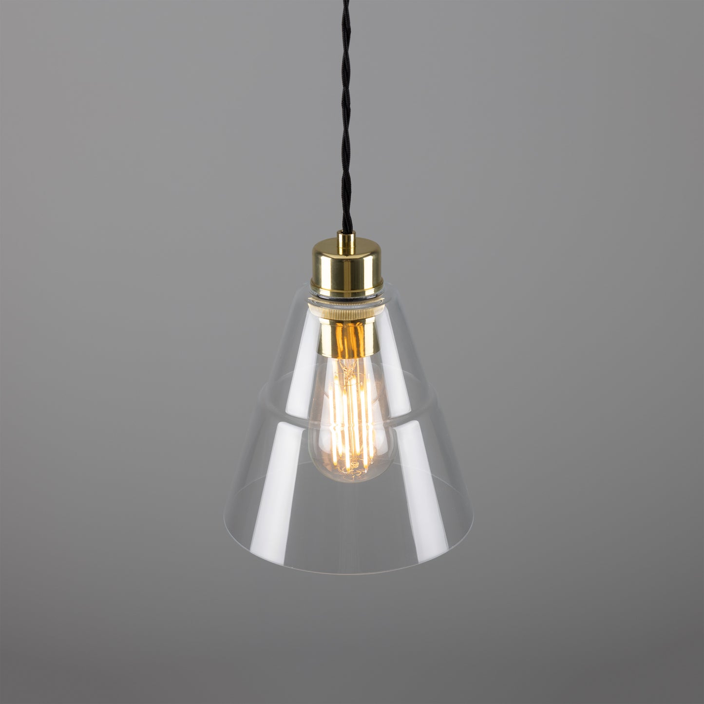 Suspension conique en verre transparent Lyx