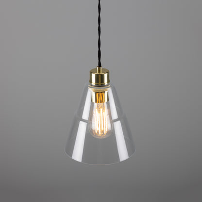Suspension conique en verre transparent Lyx