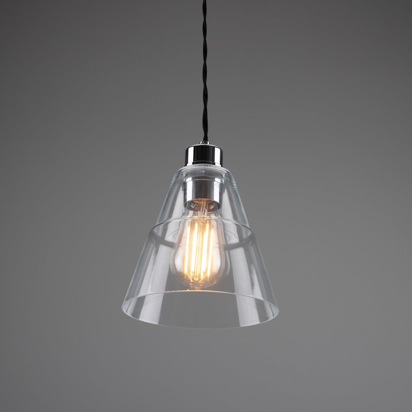 Suspension conique en verre transparent Lyx