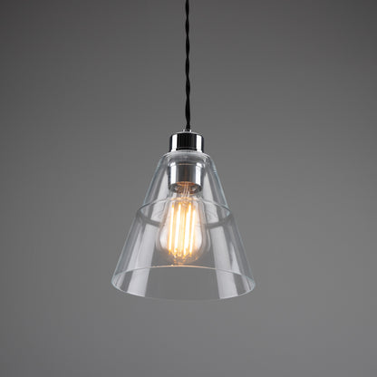 Suspension conique en verre transparent Lyx