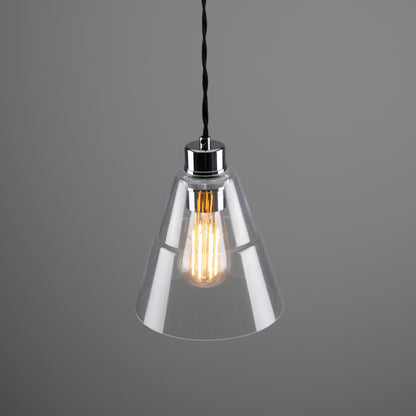 Suspension conique en verre transparent Lyx