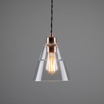 Suspension conique en verre transparent Lyx