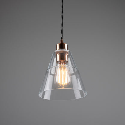 Suspension conique en verre transparent Lyx