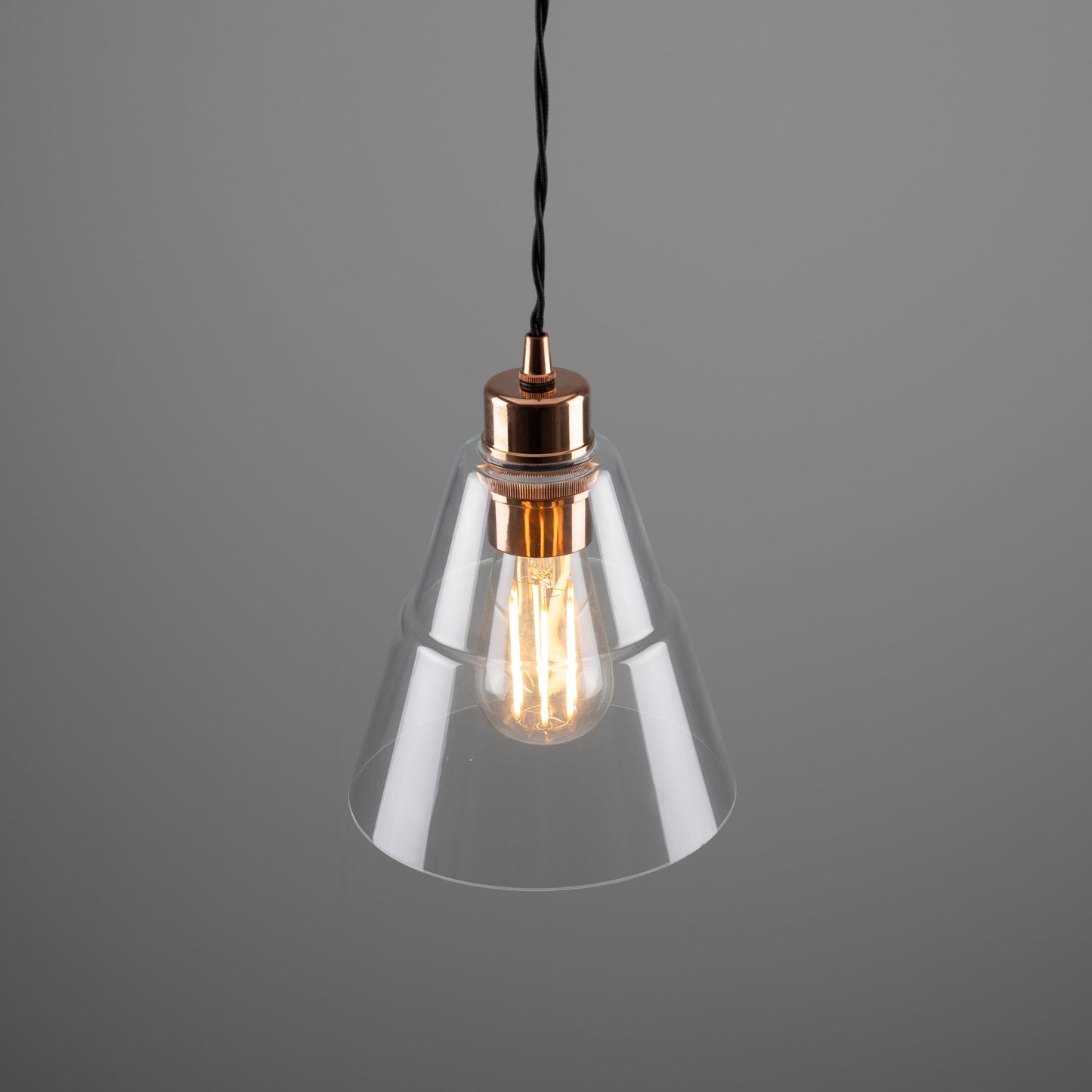 Suspension conique en verre transparent Lyx
