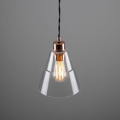 Suspension conique en verre transparent Lyx