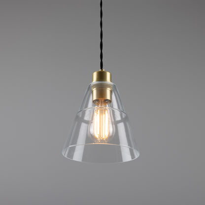 Suspension conique en verre transparent Lyx