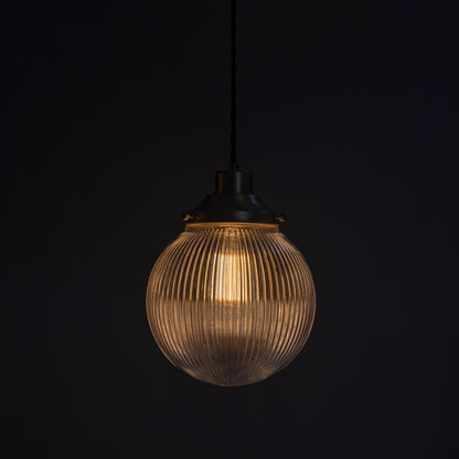 Stanley Small Holophane Glass Globe Pendant Light