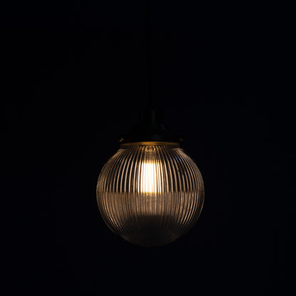 Stanley Small Holophane Glass Globe Pendant Light
