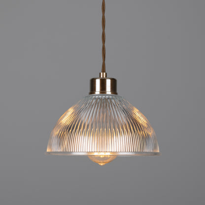 Suspension en verre holophane vintage Boston