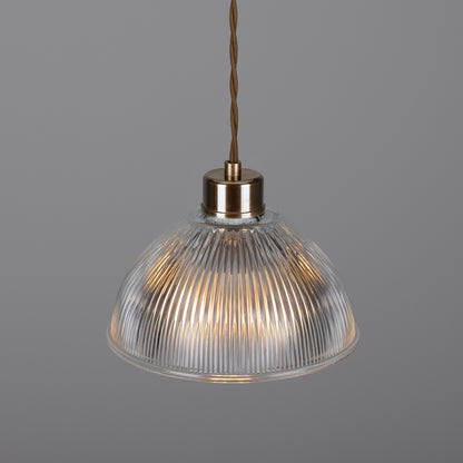 Suspension en verre holophane vintage Boston
