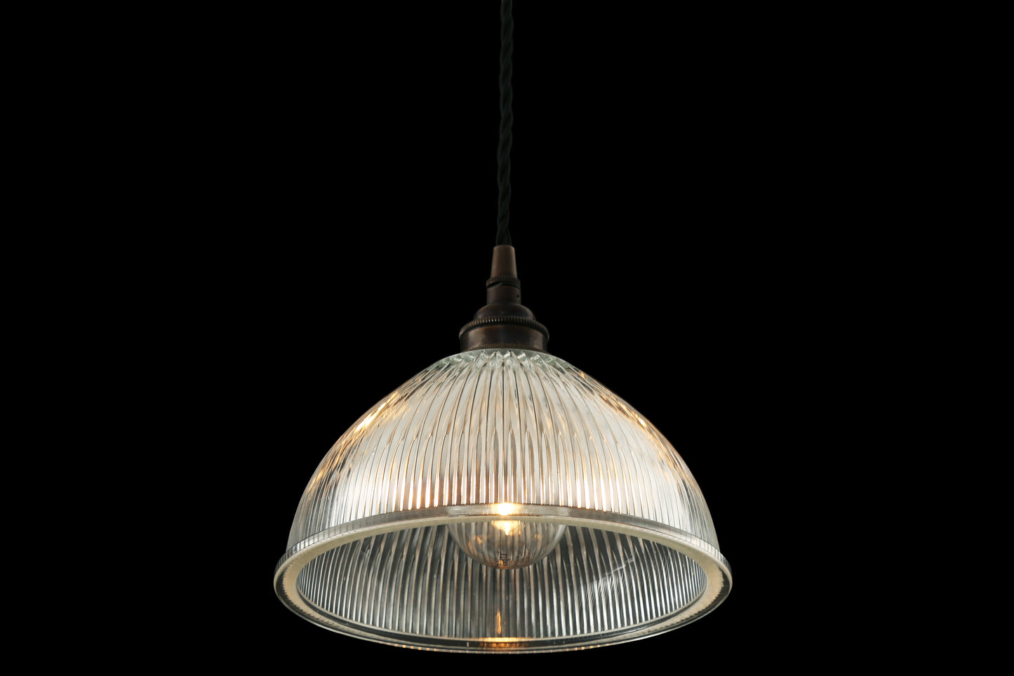 Suspension en verre holophane vintage Boston
