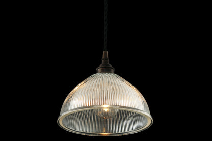 Suspension en verre holophane vintage Boston