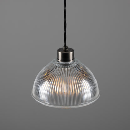 Suspension en verre holophane vintage Boston