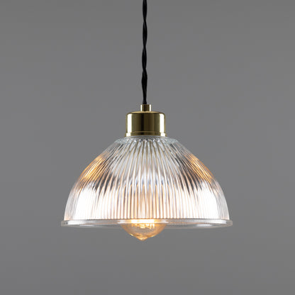 Suspension en verre holophane vintage Boston