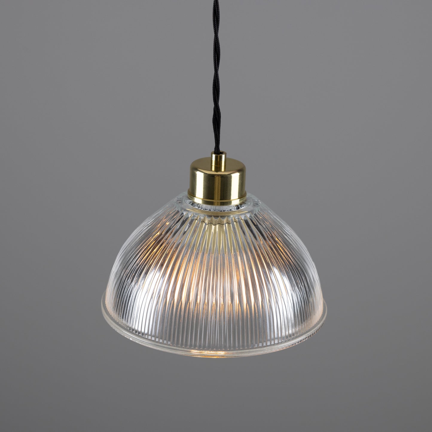 Suspension en verre holophane vintage Boston