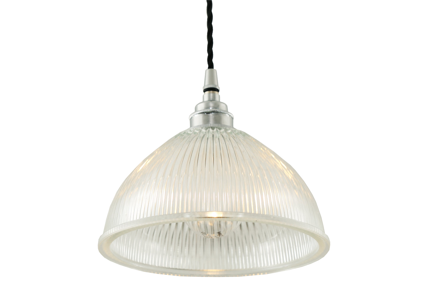 Suspension en verre holophane vintage Boston