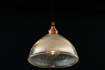 Suspension en verre holophane vintage Boston