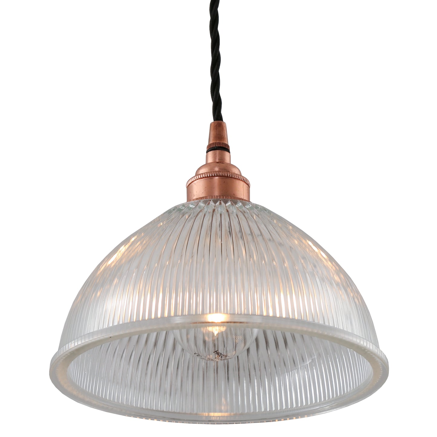 Suspension en verre holophane vintage Boston