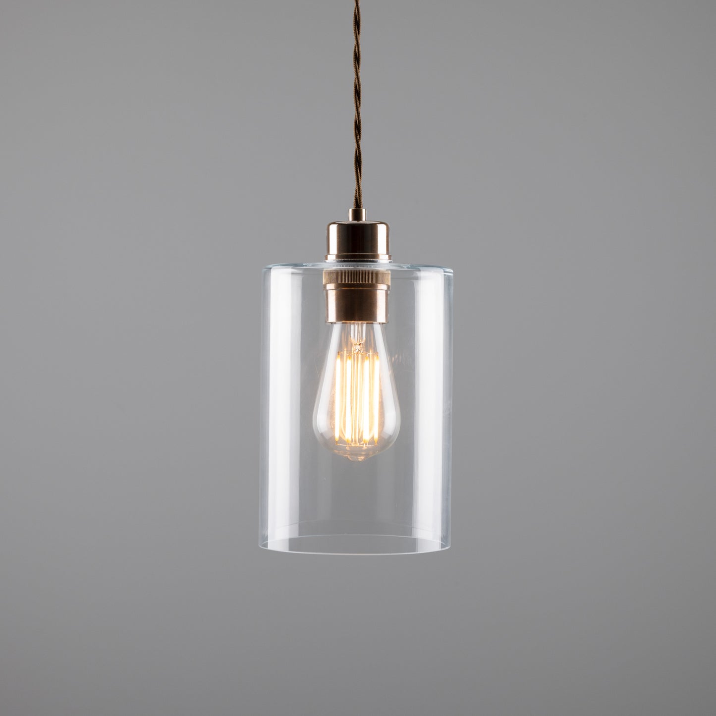 Suspension cylindrique en verre transparent Dalat Small