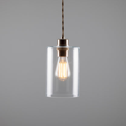 Suspension cylindrique en verre transparent Dalat Small