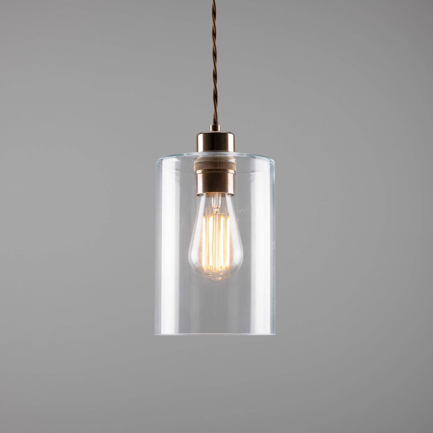 Suspension cylindrique en verre transparent Dalat Small