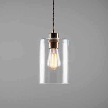 Suspension cylindrique en verre transparent Dalat Small