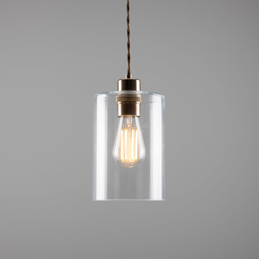 Suspension cylindrique en verre transparent Dalat Small