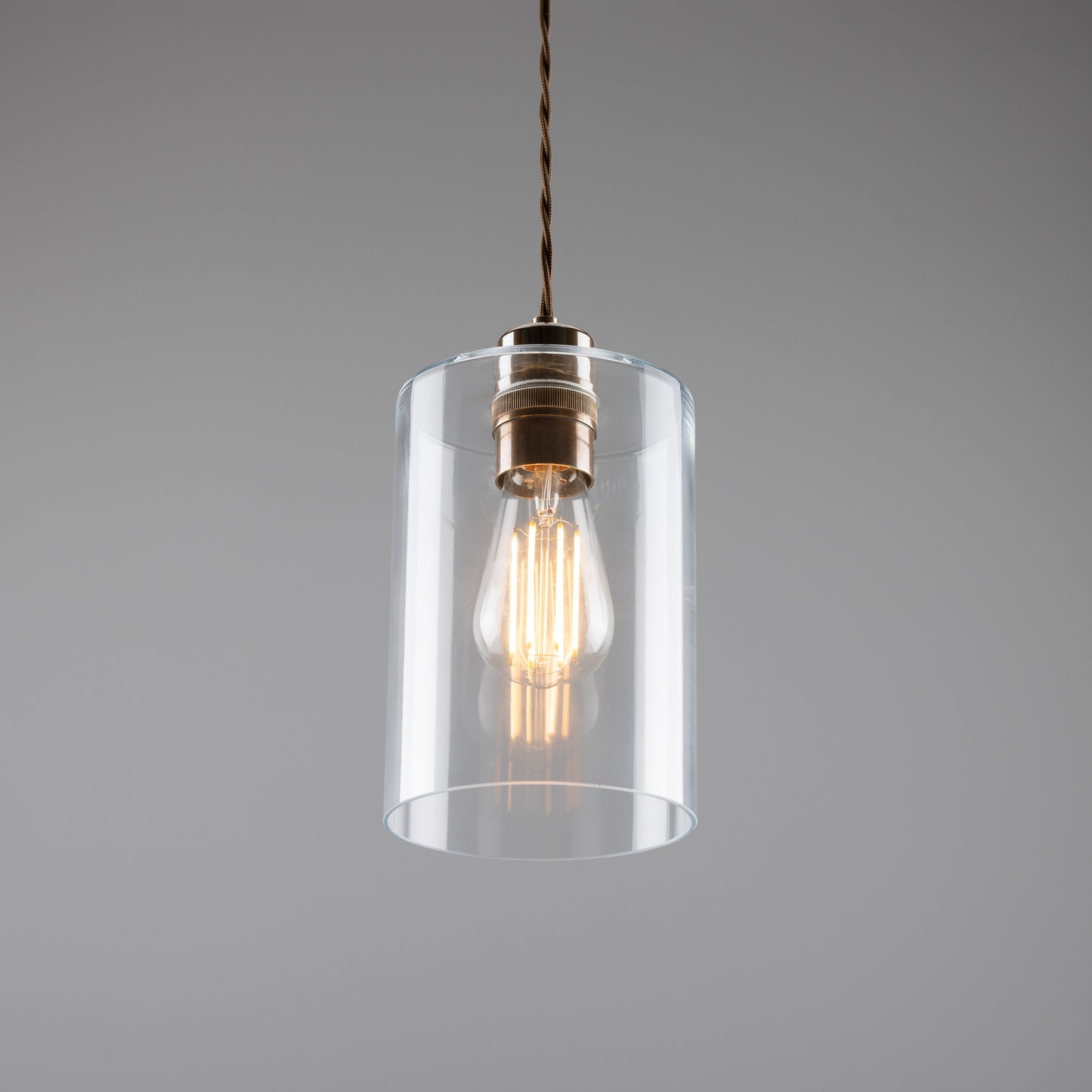 Suspension cylindrique en verre transparent Dalat Small