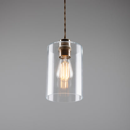 Suspension cylindrique en verre transparent Dalat Small