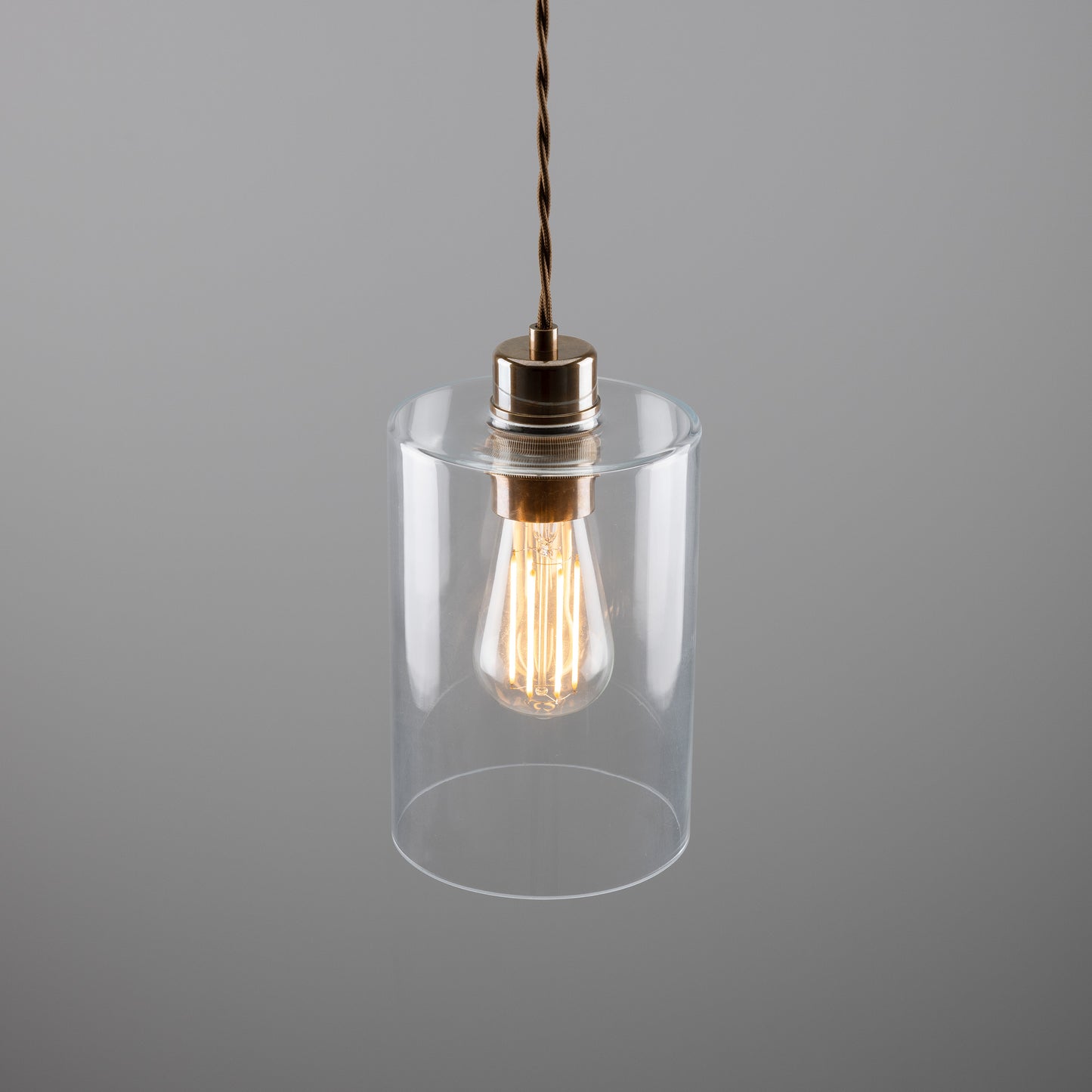 Suspension cylindrique en verre transparent Dalat Small
