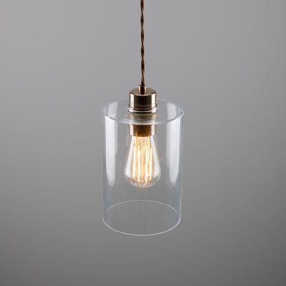 Suspension cylindrique en verre transparent Dalat Small
