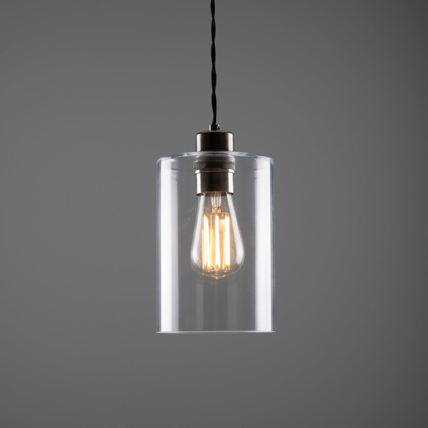 Suspension cylindrique en verre transparent Dalat Small