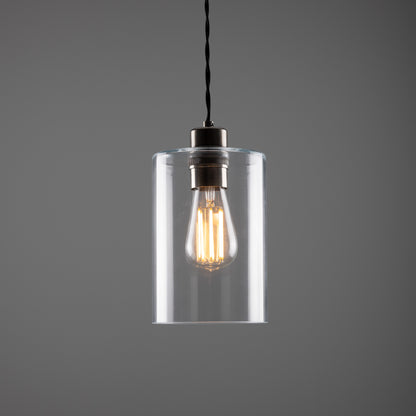 Suspension cylindrique en verre transparent Dalat Small