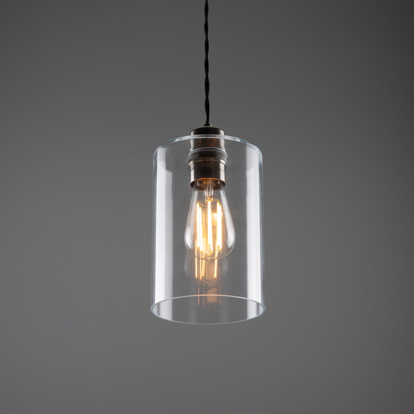 Suspension cylindrique en verre transparent Dalat Small