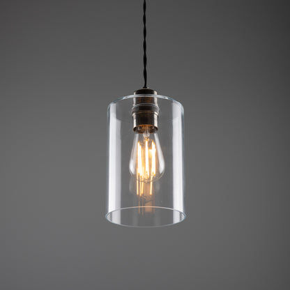 Suspension cylindrique en verre transparent Dalat Small