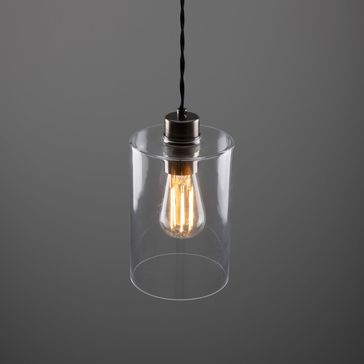 Suspension cylindrique en verre transparent Dalat Small
