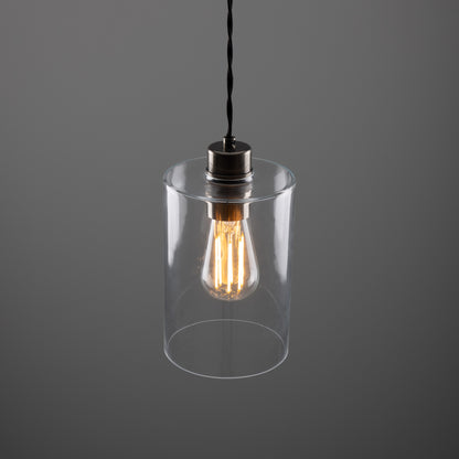 Suspension cylindrique en verre transparent Dalat Small