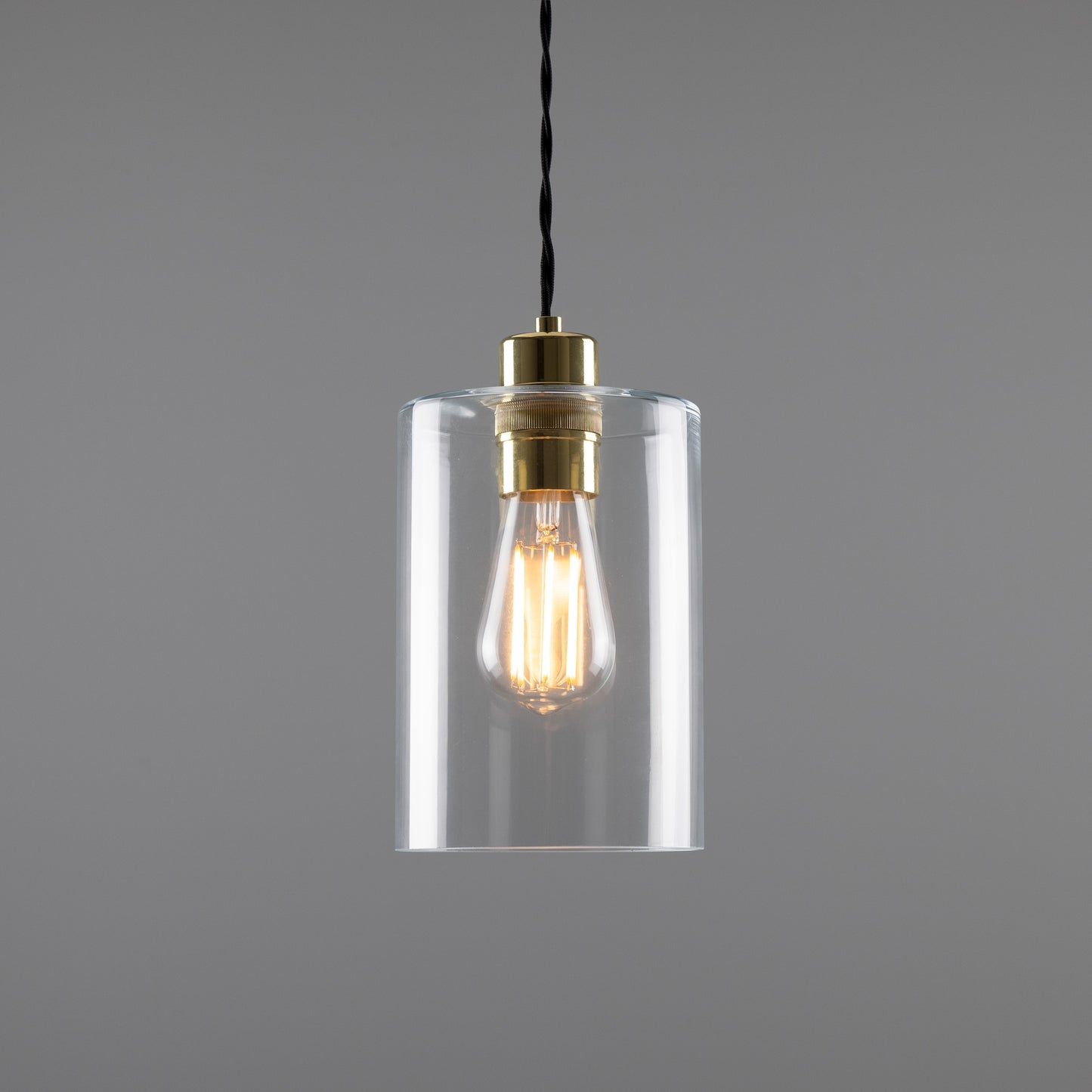 Suspension cylindrique en verre transparent Dalat Small