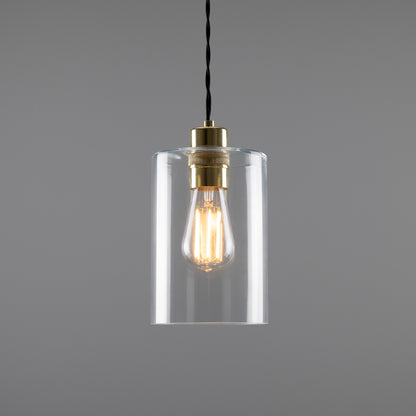Suspension cylindrique en verre transparent Dalat Small